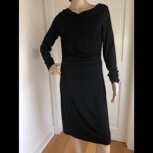 Ann Taylor Loft Long Sleeve Black Dress Drape Nc S